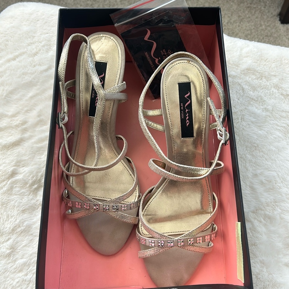 Nina Gold Strappy Sandals